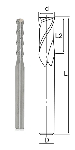 Carbide 2 Spiral Flute Square End Mill for Aluminum Alloy Cutting