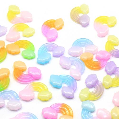 100 stks Kleurverloop Hars Wolk Plaksteen Cabochon Miniatuur Art DIY Scrapbooking Haar Boog Centrum