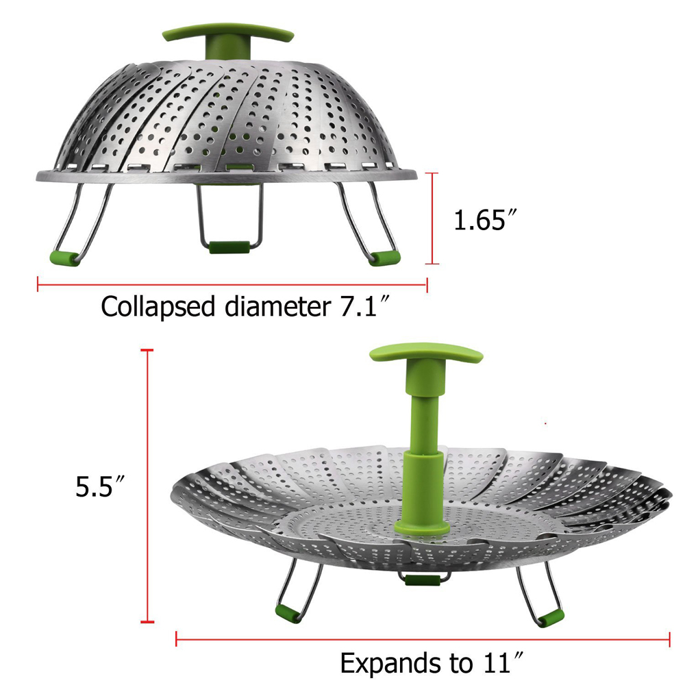 Multipurpose Kitchen Utensil Stainless Steel Expandable Steamer Basket Folding Steaming Rack