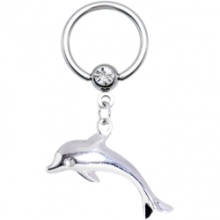 14 Gauge Dolphin Dangle Captive Ring