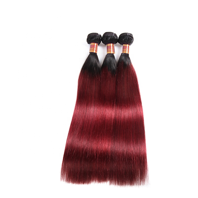 Cheap Stock Clearance Sale Two Tone Ombre Colored 10-32 Inch Premium Human Hair 1B 99J Straight Bundles