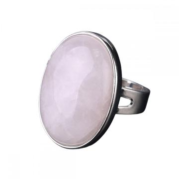Natural Stone 18x25mm Oval Shape Ring Gemstone Quartz Wedding Adjustable Ring for Women Men Anniversary Gift Birthday Gift
