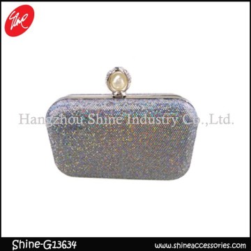 Shining glitter clutch bag designer evening crystal with pearl