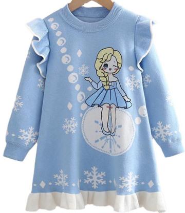 Winter Cartoon Boy Custom kids sweater dress