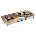 Crystal Gas Stove Metallic Gold Finish 3 Burners