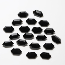 Natural Black Agate Long Hexagon Custom Cut Size