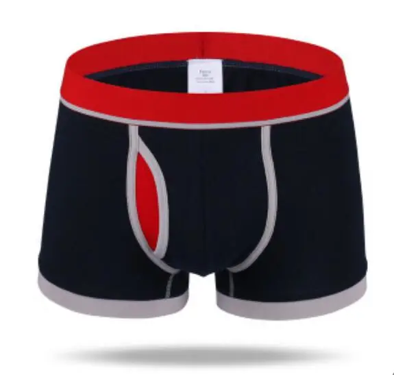 Wholesale Fashion Contrast Color Cotton Men Front Opening Waist Stretch Cotton Boxer