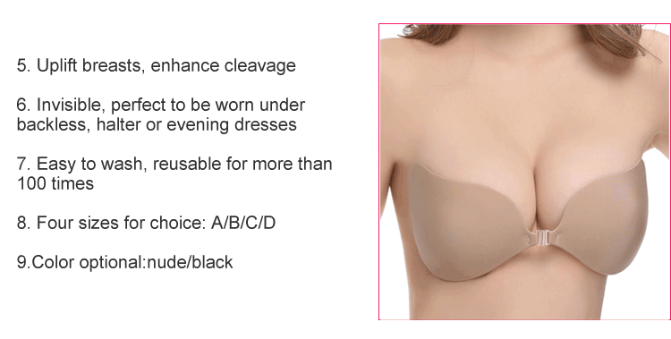 Factory price fashion show model used fabric invisible silicone wing bra
