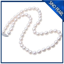 AAA 6-7MM Freshwater Pearl White Necklace Rice Round Bib Necklace