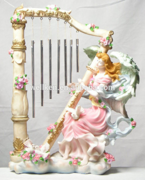 polyresin fairy wind chime,resin flower fairy,polystone fairy statue