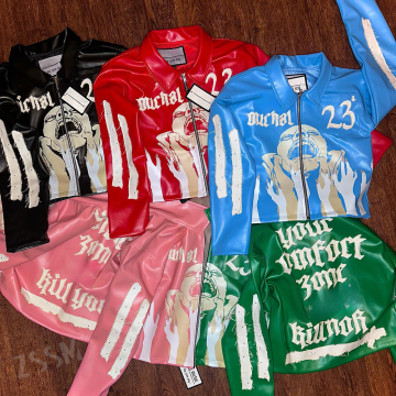 Custom Logo Distressed Embroidery Patch Jacket - Zip up Embroidered Pu Leather Jacket for Men