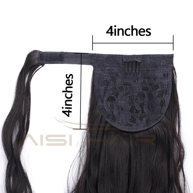 Aisi Hair Synthetic Body Wave Long Wavy Ponytail Hair Extensions Black Wrap Around Clip In Hairpieces for Black Women