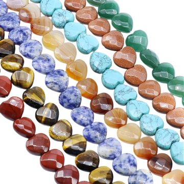Gemstone Feaceted Heart Beads Natural Stone 15MM Faceted Heart Crystal Beads for Diy Necklace Bracelet Earring