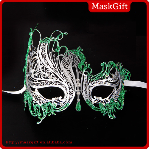 Gorgeous green and sliver lace metal venetian mask for party MF001SL-GN