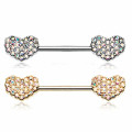 Cubic Zirconia Stone Heart Barbell Ring Nipple