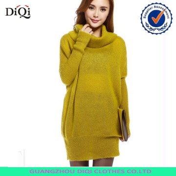 Yellow-green classic contracted long-sleeved long sweater