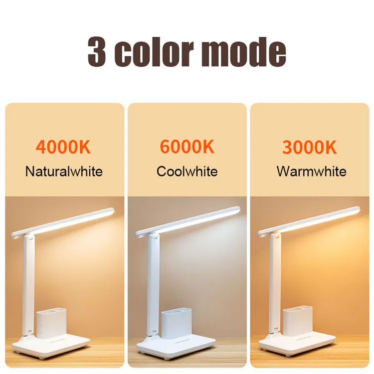 Modern Rechargeable Foldable Table Lamp with Pen Holder
