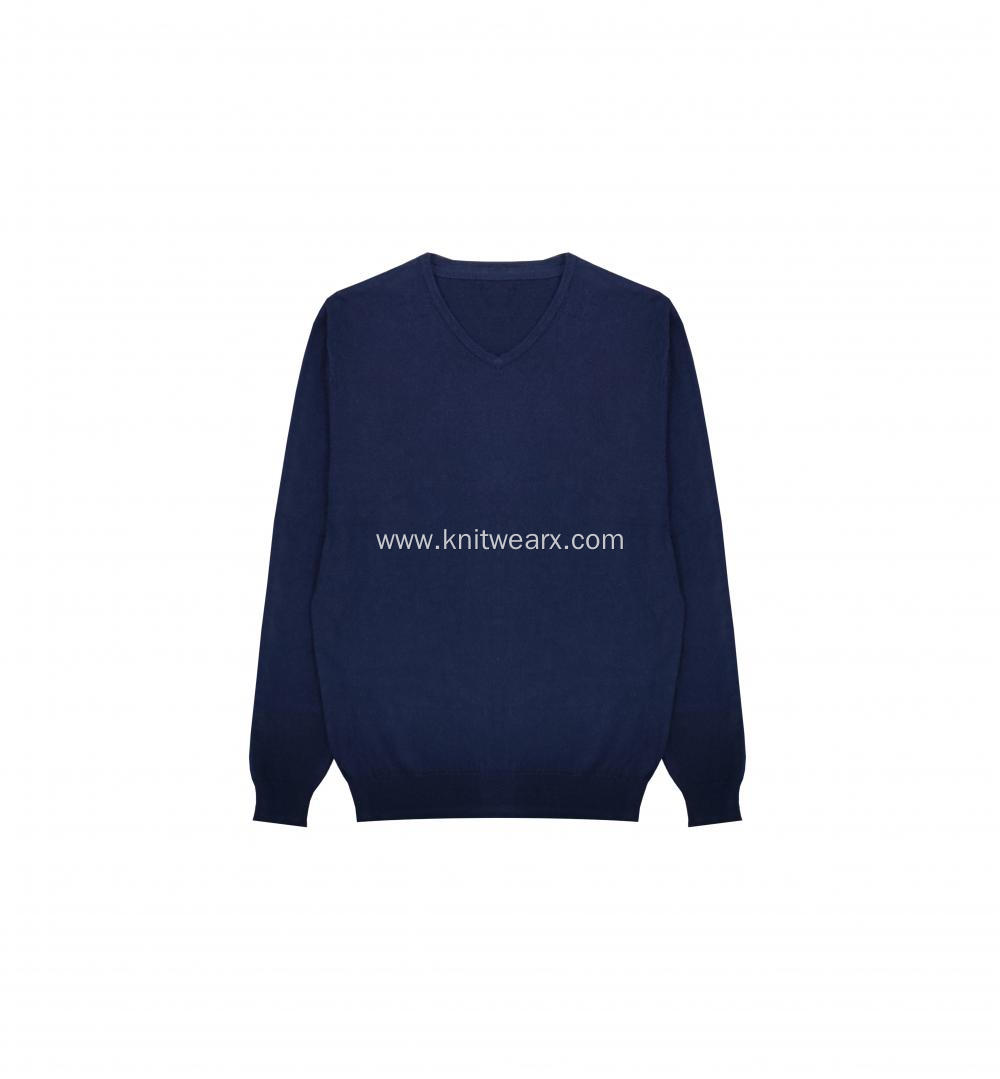 Men's Knitted Cotton Wool V-neck Pullover