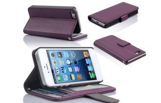 Shock Proof Leather Apple iPhone Case Purple Sheepskin Mobi