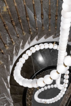 Stylish long drop round ball glass chandelier