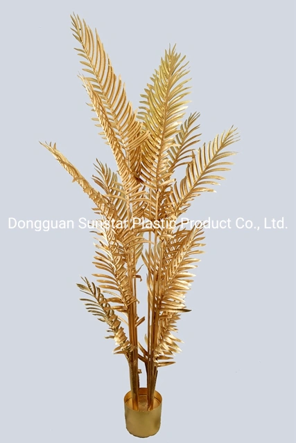 Plastic Golden Areca Pearl Palm Tree Artificial Plant for Christmas Decoration (51155)