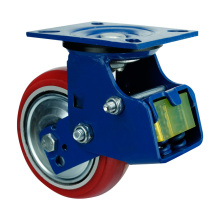 PU Double Spring Loaded Caster Wheel Industry Shock Absorber Caster