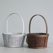 round wood bark flower basket?