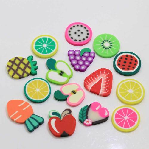 15-20mm Polymer Clay Fruchtscheibe Erdbeer Kiwi flache Rückenscheiben für Ohrringe Charms Paste Haarnadel DIY