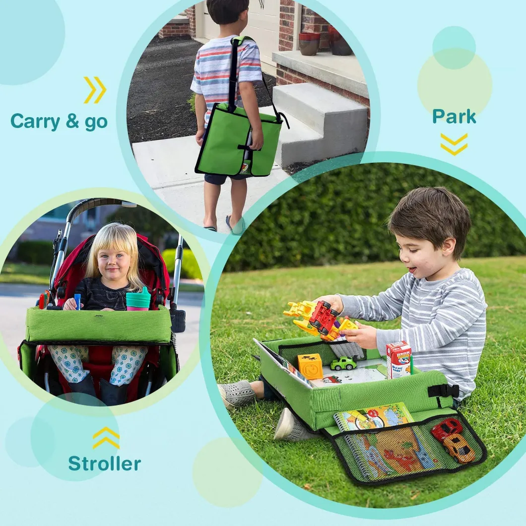 Educational Drawing Set Portable Kid Travel Tray with Tablet Holder Side Pocket Storage Kid Toys Car Organizer Bag