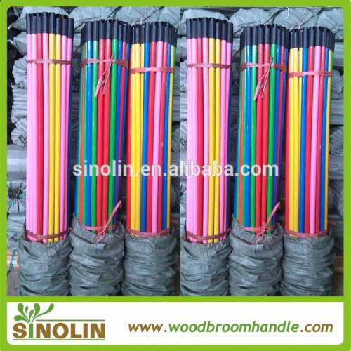 straight colorful PVC covering 1.2 meter wooden poles, broom wood poles