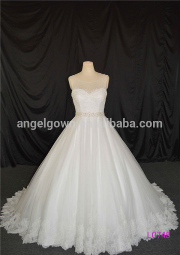 A-line ball gown beaded sash bridal gown