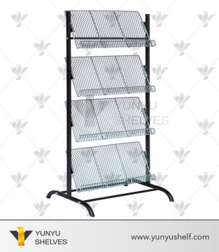 wire basket display shelf for newspaper