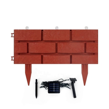 Outdoor Garden Edging with LED Lights: Brick Effect Lawn Border