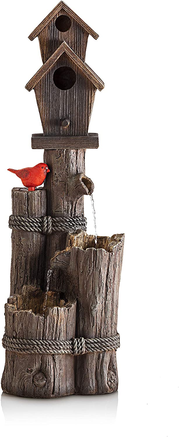 35 &quot;Tall Outdoor 3 Tier Birdhouse Water Fountain
