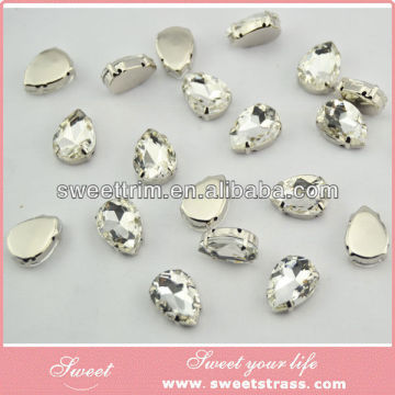 teardrop crystal sew on rhinestone in settings