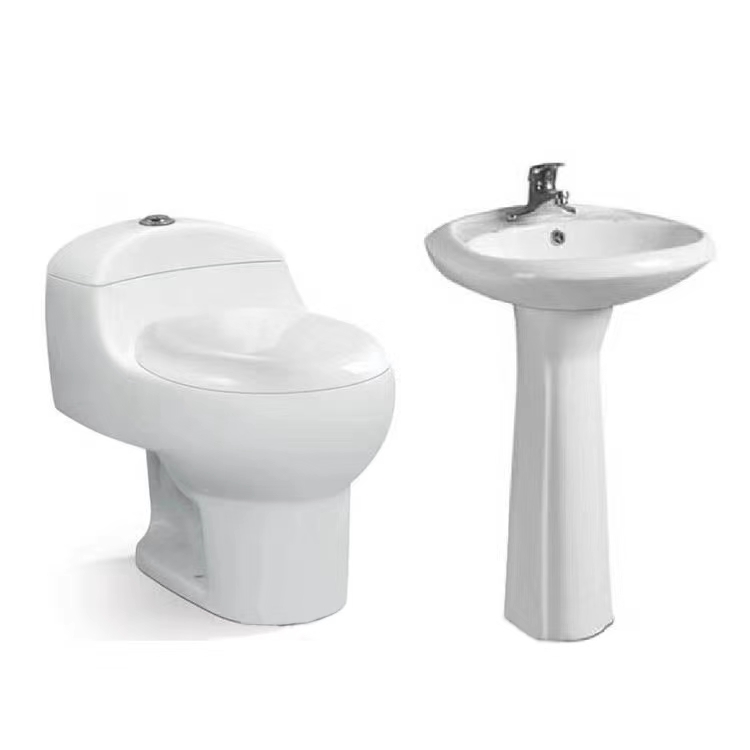 Conjunto de lavatório e vaso sanitário com pedestal
