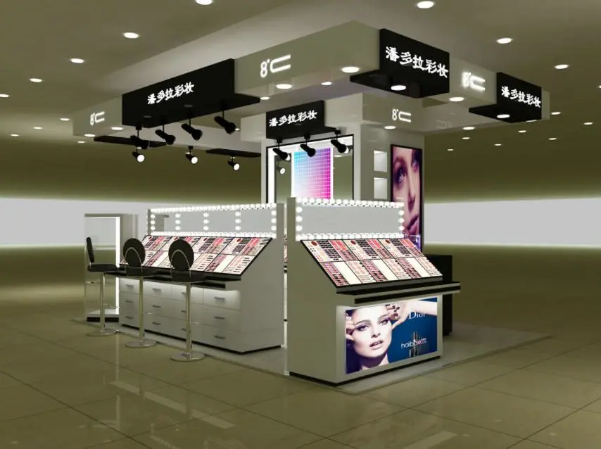 Cosmetic Shop Furniture Display Modern Counter with Acrylic Light Box