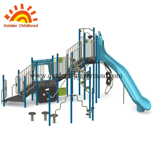 Biru Outdoor Struktur Slide Playground Kombinasi Dijual