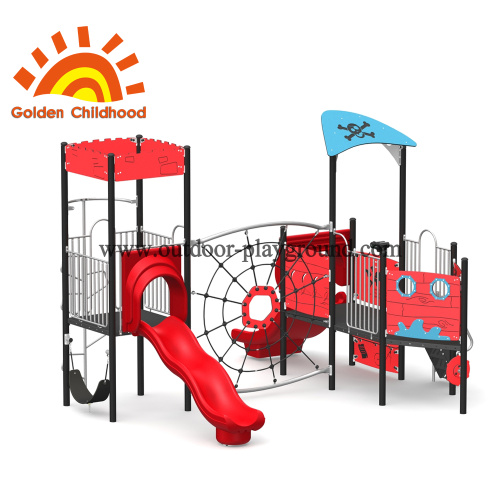 Outdoor Climbing Tower Equipment Red For Children