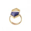 Gold Natural Hexagonal Gemstone Beads Engagement Women Shied Cincin