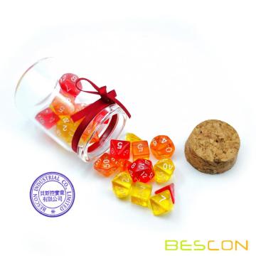 Bescon Mini Dice Gem Set 21pcs -21 Gem Mini dés polyédriques, 3 couleurs en ensemble complet de 7, taille de dés miniature 10MM