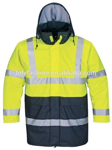 Waterproof Hooded High Visibility Fluorescent Raincoat