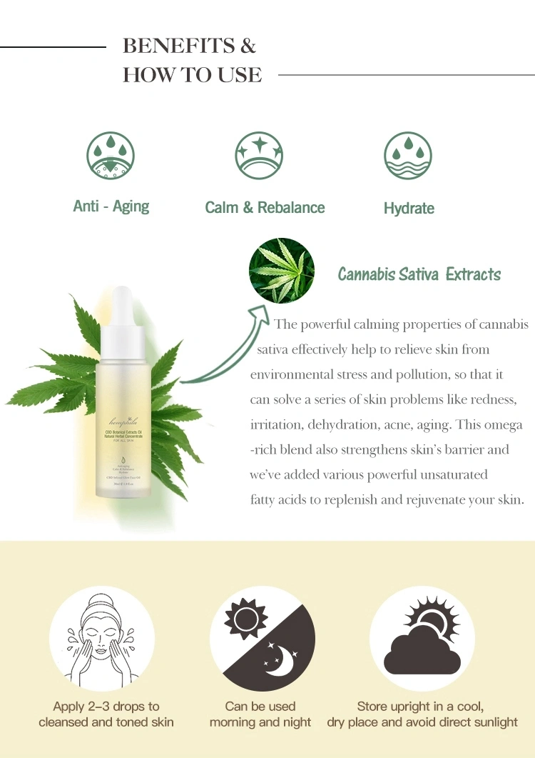 Hemphila Luxury Hemp Cbd Detox Essence Pure Cannabidiol Cbd Organic Face Oil Glowing Face Oil