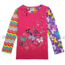 Readymade quality kid clothes glitter printed butterfly winter t shirt