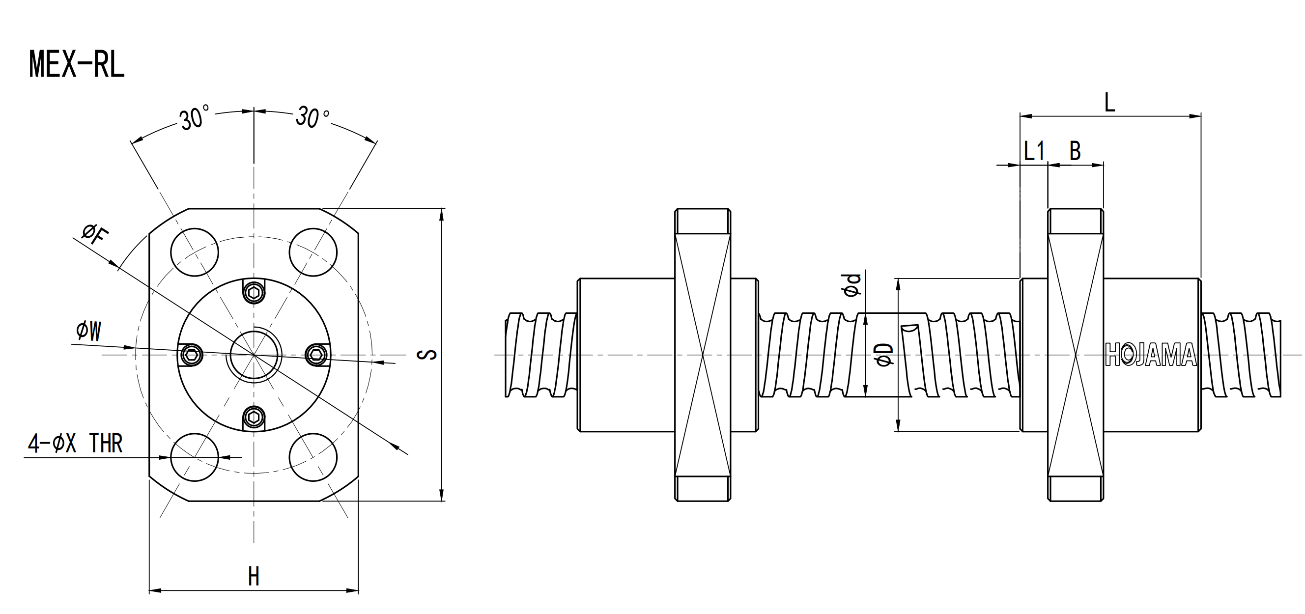 MEXRLBi directional ball screw