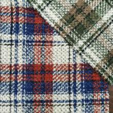 Woolen Boucle checked fabric with slub yarn