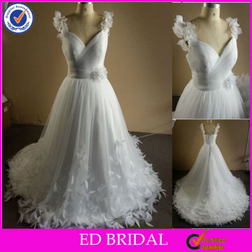 NC147 Beautiful Flower Petals Romantic Real Sample White Wedding Dress