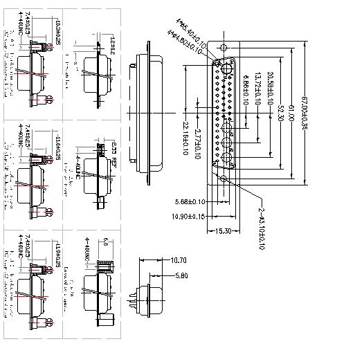 PDC36W4-FXXXX00 Coaxial D-SUB 36W4 FEMALE Solder Cup 