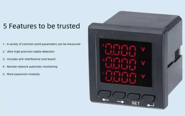 A three-phase ammeter is an instrument used to measure three-phase alternating current. It usually consists of three ammeters and a set of connecting wires that connect the ammeter to a three-phase power supply. In the circuit, the three-phase ammeter can be used to measure and monitor the three-phase current accurately. A three-phase ammeter is an instrument used to measure three-phase AC current, which can help us monitor the operating status of electrical equipment, prevent electrical failures, and ensure the safe operation of electrical systems. Three-phase ammeter can help us to monitor the operation status of electrical equipment. We can see if the equipment is working properly. If the current changes greatly, it may indicate that the device has problems such as load imbalance and leakage. Another role of the three-phase ammeter is to help us prevent electrical failures. We can find problems in the electrical system, such as overload, short circuit, leakage and other faults.