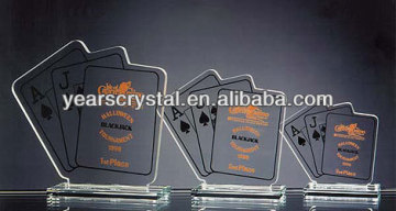 Yiwu years Crystal Blackjack Awards playing cards trophy R-2269)